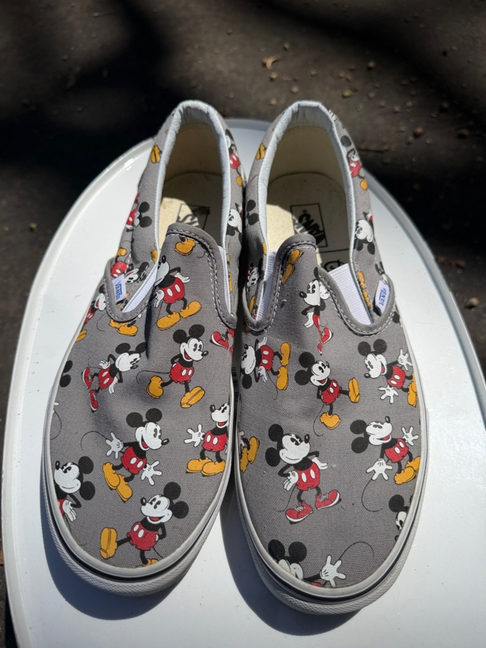 Vans Mickey Mouse Grey Slip-On Canvas Shoes - Classic Character Print